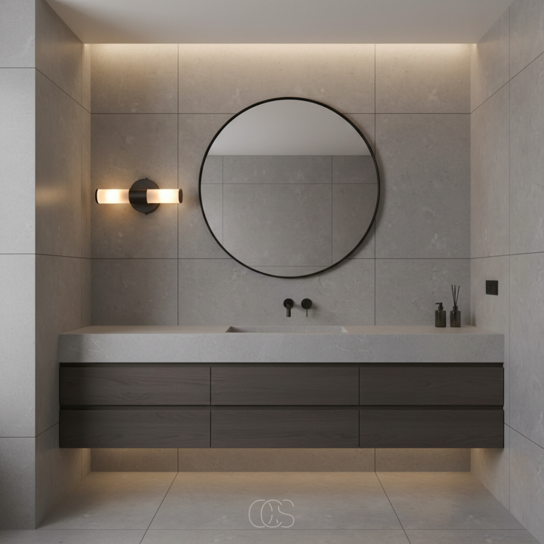 Dual-Beam Bathroom Wall Light with Frosted Glass Shade – Up & Down Lighting for Modern Bathrooms | Thomler