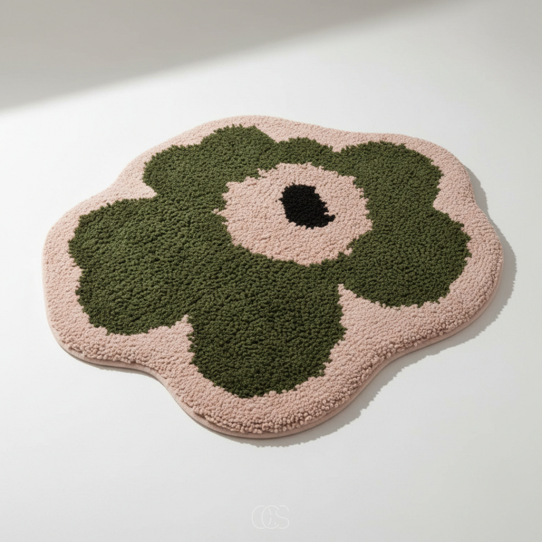 Flower-Shaped Bathroom Rug with Non-Slip Backing – Soft Absorbent Polyester Bath Mat for Shower, Bedroom, Kids Room | Thomler