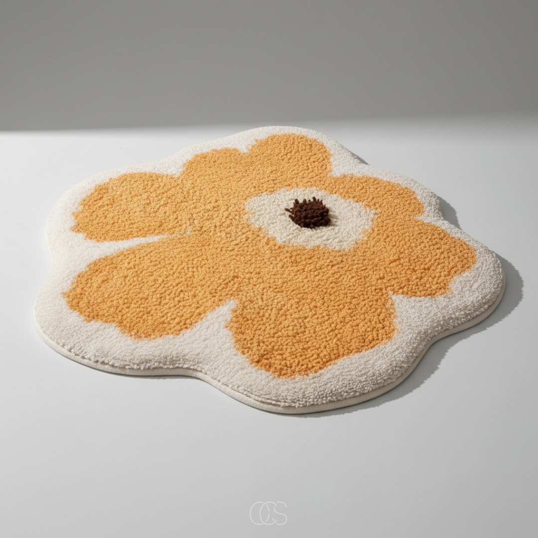 Flower-Shaped Bathroom Rug with Non-Slip Backing – Soft Absorbent Polyester Bath Mat for Shower, Bedroom, Kids Room | Thomler