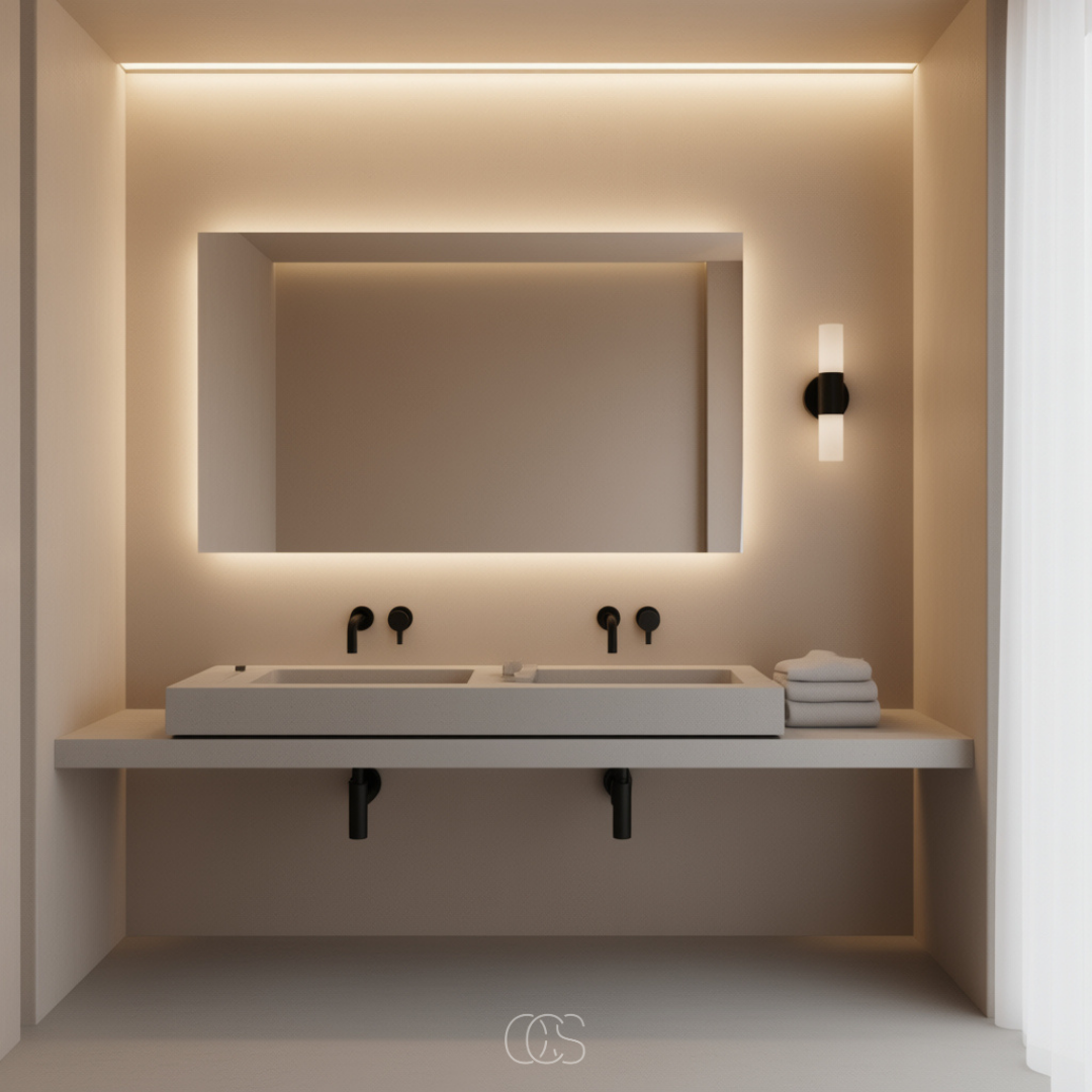 Dual-Beam Bathroom Wall Light with Frosted Glass Shade – Up & Down Lighting for Modern Bathrooms | Thomler