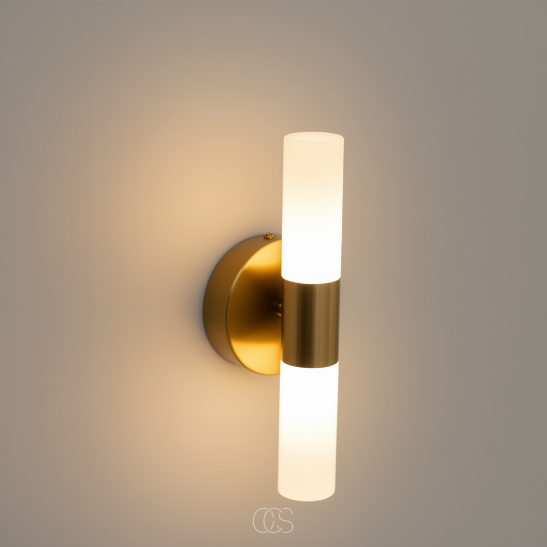 Dual-Beam Bathroom Wall Light with Frosted Glass Shade – Up & Down Lighting for Modern Bathrooms | Thomler