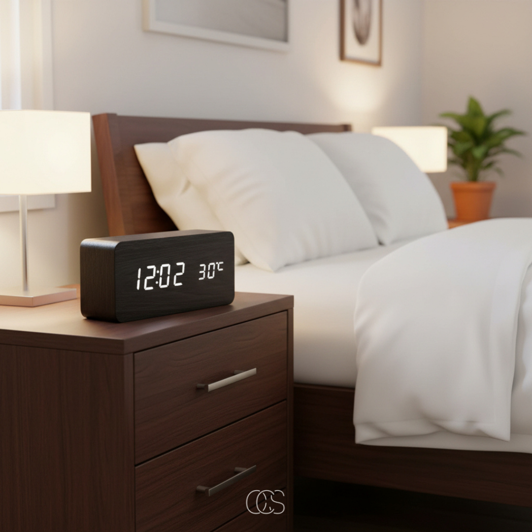 Digital Alarm Clock with Wireless Charging Pad & LED Display – Temperature, Humidity Monitor, 3 Alarms | Thomler