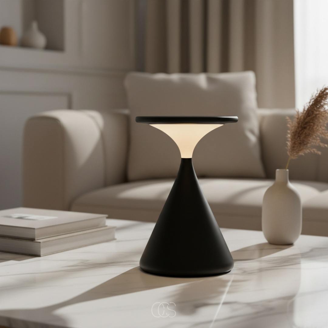 Rechargeable Cordless LED Table Lamp with Touch Dimmer Control and Hourglass Design for Bedroom, Living Room & Patio | Thomler