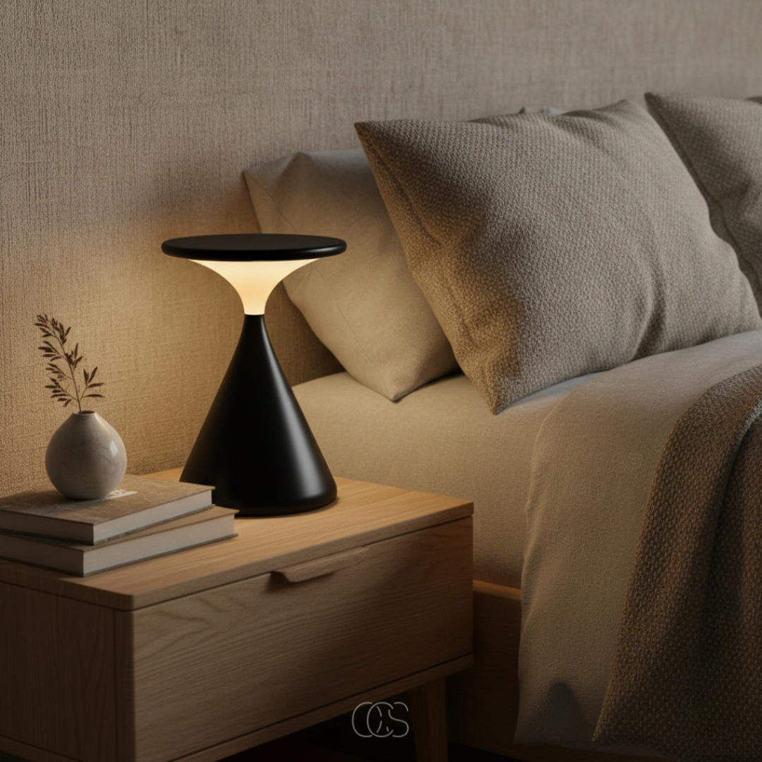 Rechargeable Cordless LED Table Lamp with Touch Dimmer Control and Hourglass Design for Bedroom, Living Room & Patio | Thomler