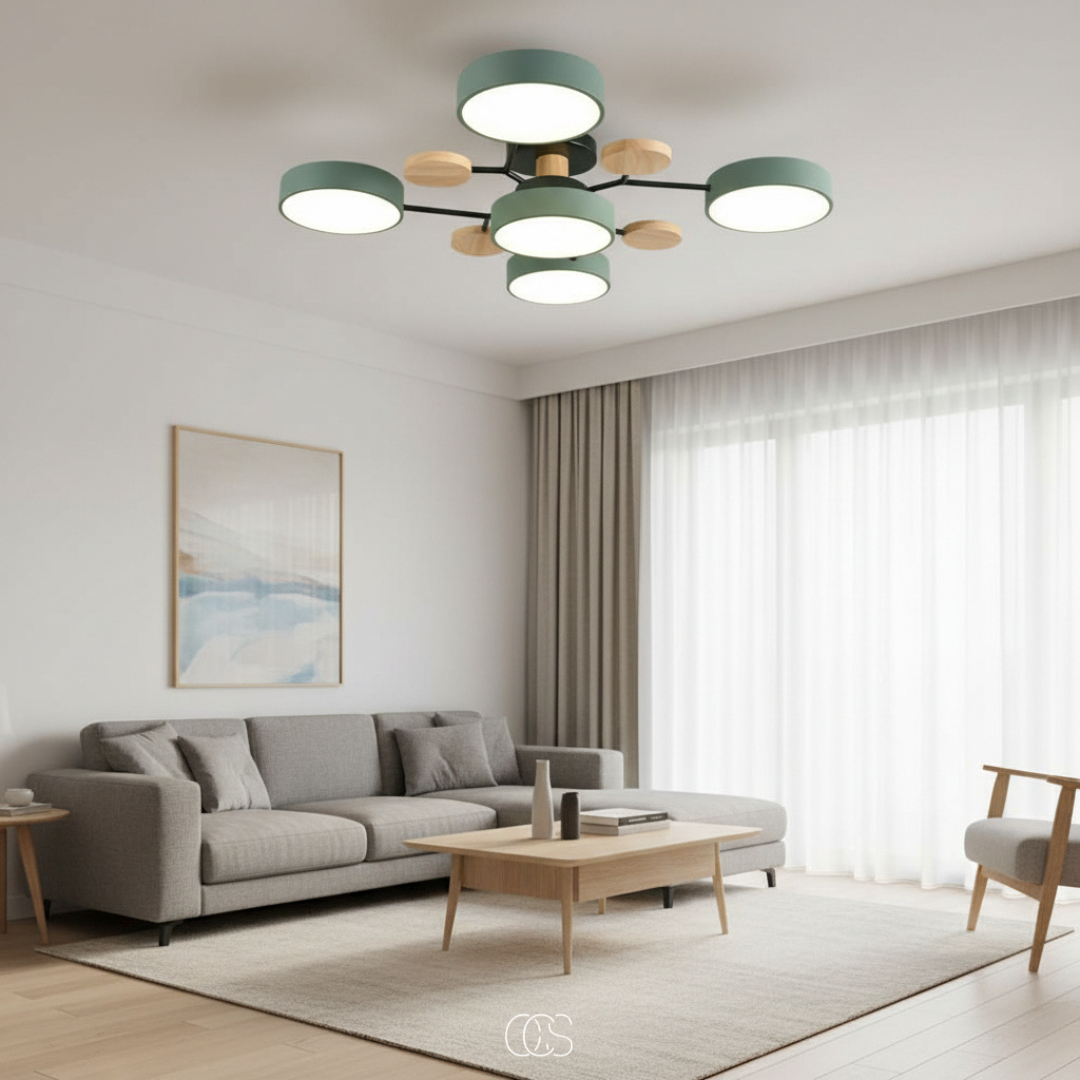 Round Multi-Light LED Ceiling Fixture – Metal Flush Mount Lamp with Integrated Bulbs, Even Ambient Lighting for Living Room, Dining Room | Thomler
