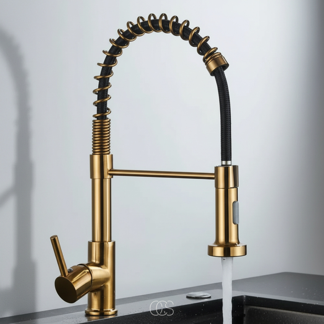 Pull-Down Kitchen Faucet with Dual-Spray Head & 360° Swivel Spout | Commercial-Style Single Handle | Brushed Nickel Stainless Steel | Thomler