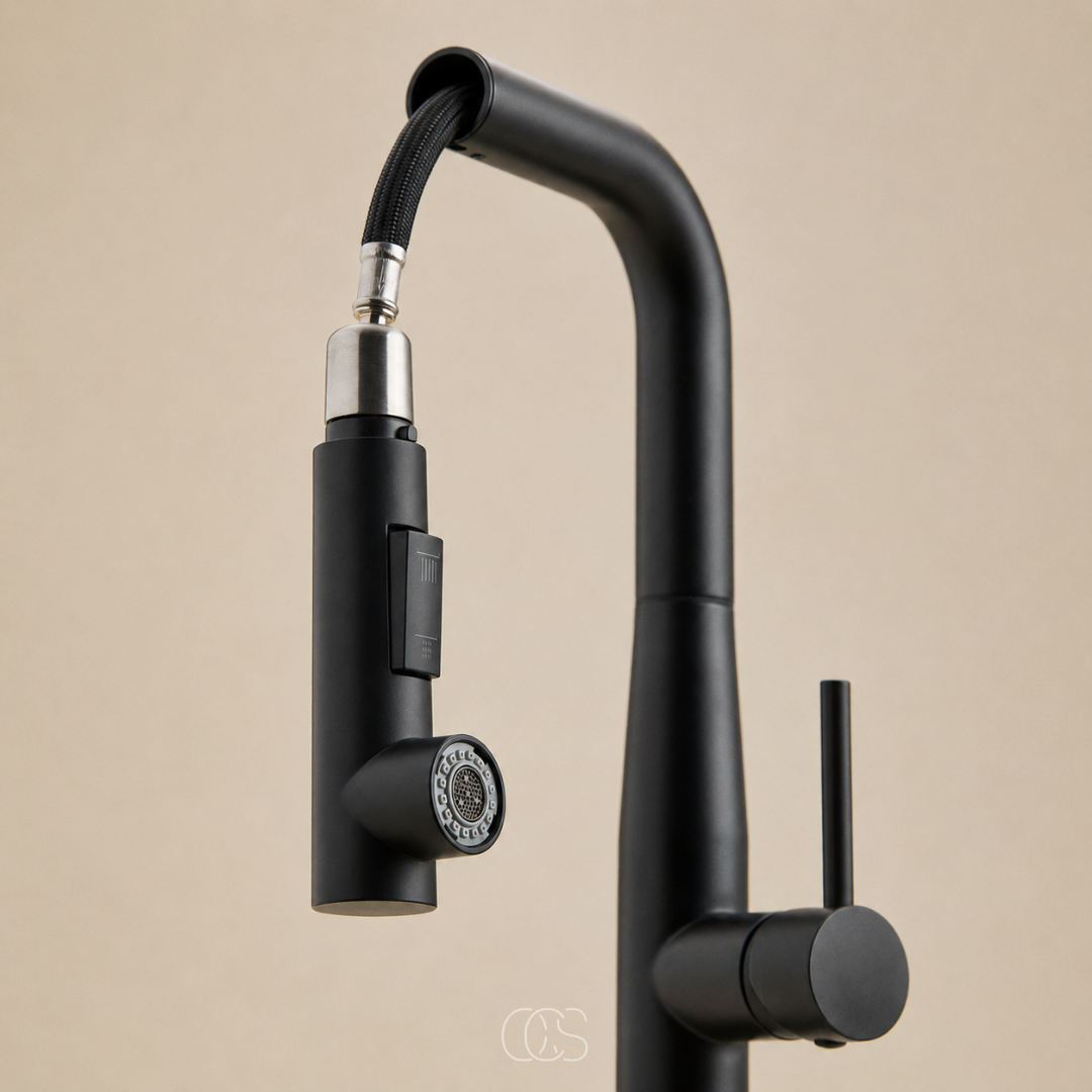 Pull-Down Kitchen Faucet with High Arc Spout – Stainless Steel Single Handle Faucet with Dual Spray Modes for Sink – Modern Matte Finish | Thomler
