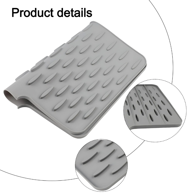 Drying Mat Silicone 40.0 cm Kitchen Countertop Heat Resistant Dish Drainer Non Slip Quick Drying Protector | Thomler