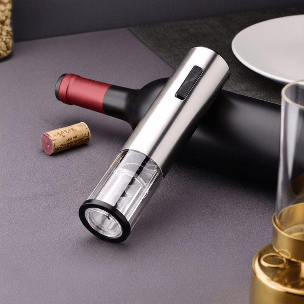 Electric Wine Opener Stainless Steel 10 in 4-in-1 Set For Home Bar Kitchen Use With Film Cutter Wine Pourer Vacuum Stopper | Thomler