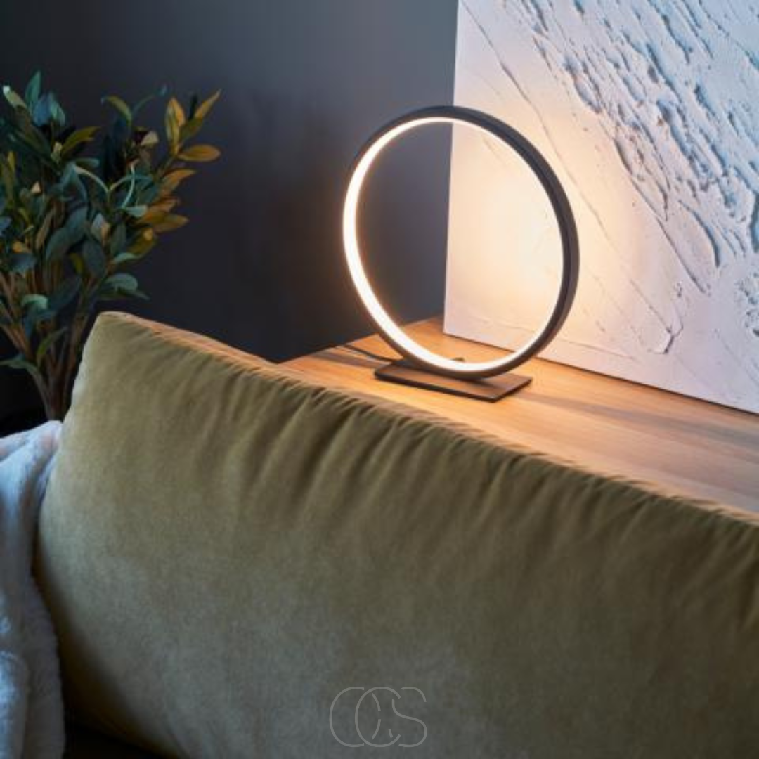 Floating Ring LED Table Lamp Black Warm White Light Modern Minimalist Bedroom Nightstand Desk Accent Lighting for Living Room Office Home | Thomler