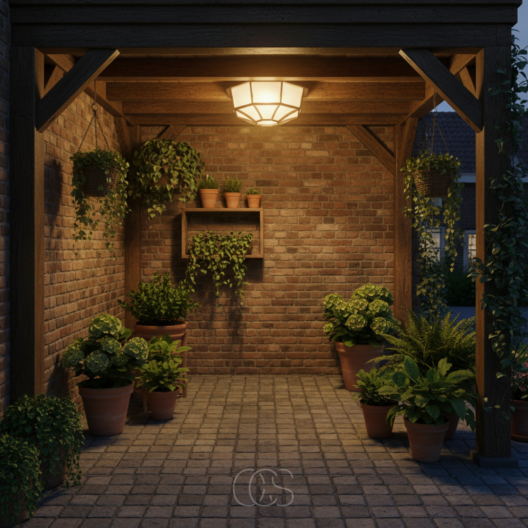 Outdoor Flush Mount Ceiling Light with Glass Shade & Aluminum Housing for Porch, Patio, Entryway | Thomler