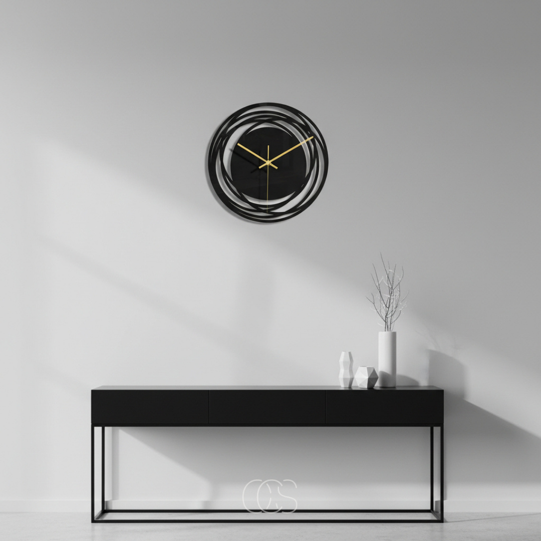 12-Inch Silent Wall Clock Black Round Modern Non-Ticking Quartz for Living Room Bedroom Kitchen Office | Thomler