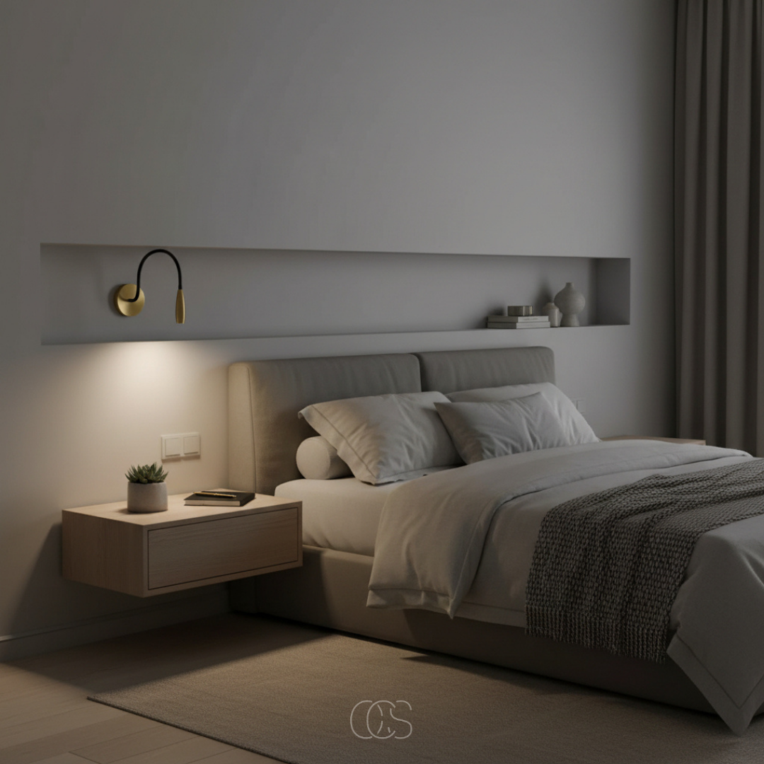 Adjustable Wall Reading Light with Flexible Gooseneck Arm, Warm LED Task Light for Bedroom & Bedside, Gold Metal Finish | Thomler