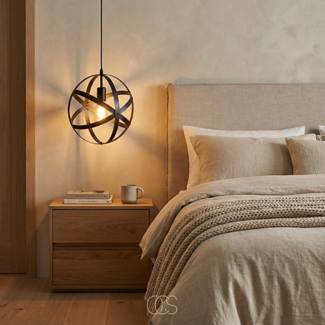 Industrial Metal Sphere Pendant Light | Adjustable Open Wire Cage Hanging Fixture for Kitchen Island & Dining Room | 12 in Diameter | E26 | Thomler