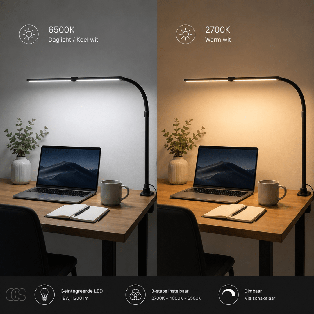 Adjustable Desk Lamp with Dimmer Control – 3 Light Temperatures & Flexible Arm for Home Office & Study | Thomler