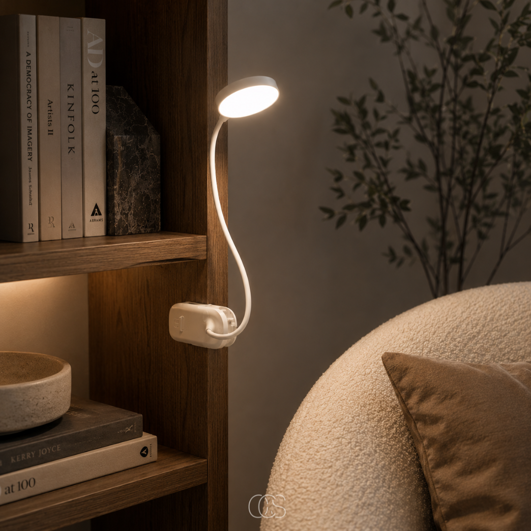 Rechargeable Clip-On LED Reading Light with 360° Flexible Gooseneck for Bedside, Desk & Book Lamp Use | Thomler