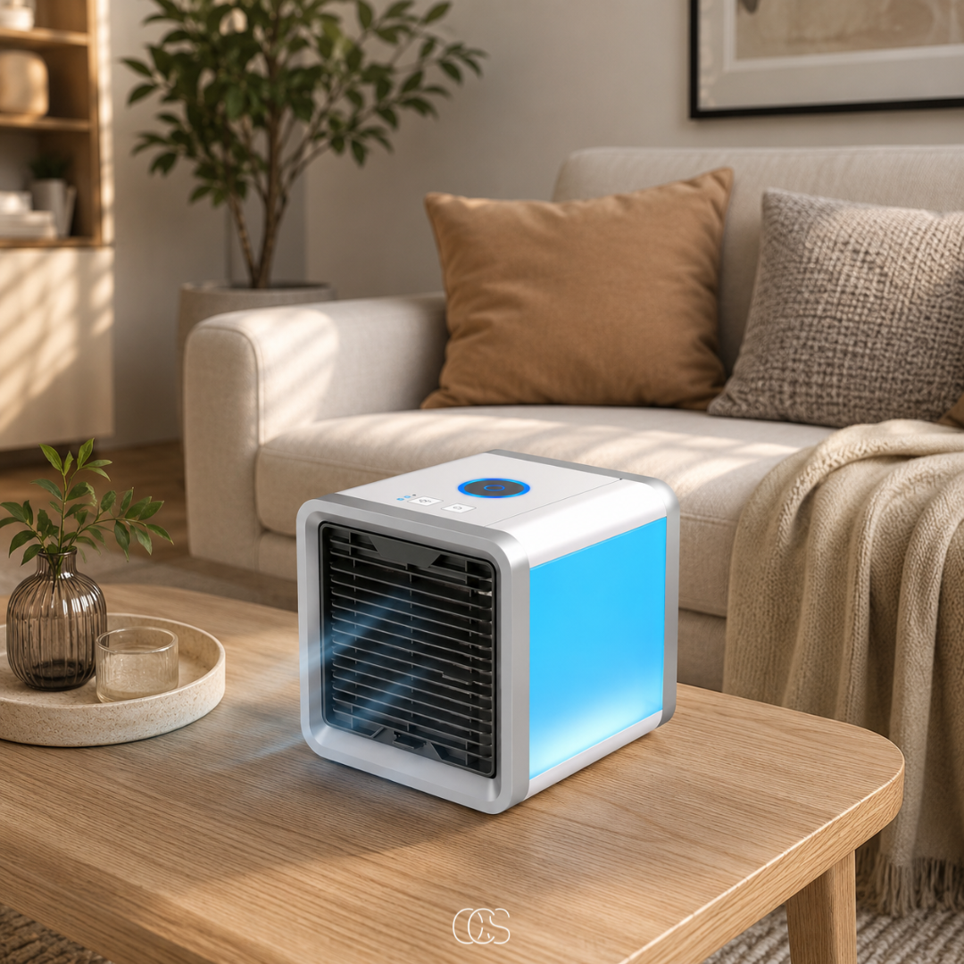 Personal Evaporative Air Cooler with Humidifier & Color LED Light – USB Desktop Cooling Fan for Home & Office | Thomler