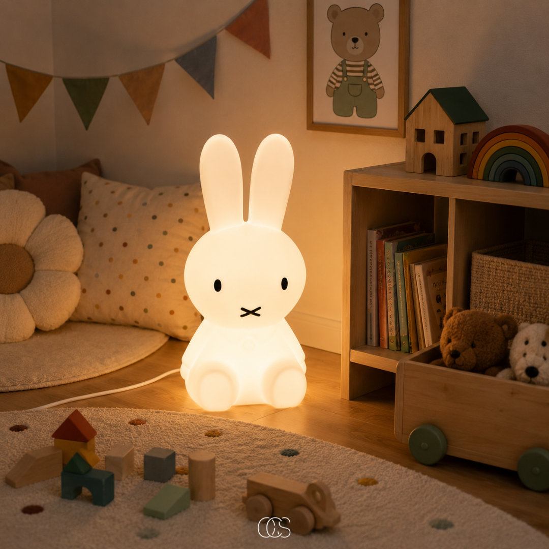 Dimmable LED Bunny Night Light for Kids Room - 6 Brightness Levels Bedside Lamp for Children & Nursery Decoration | Thomler