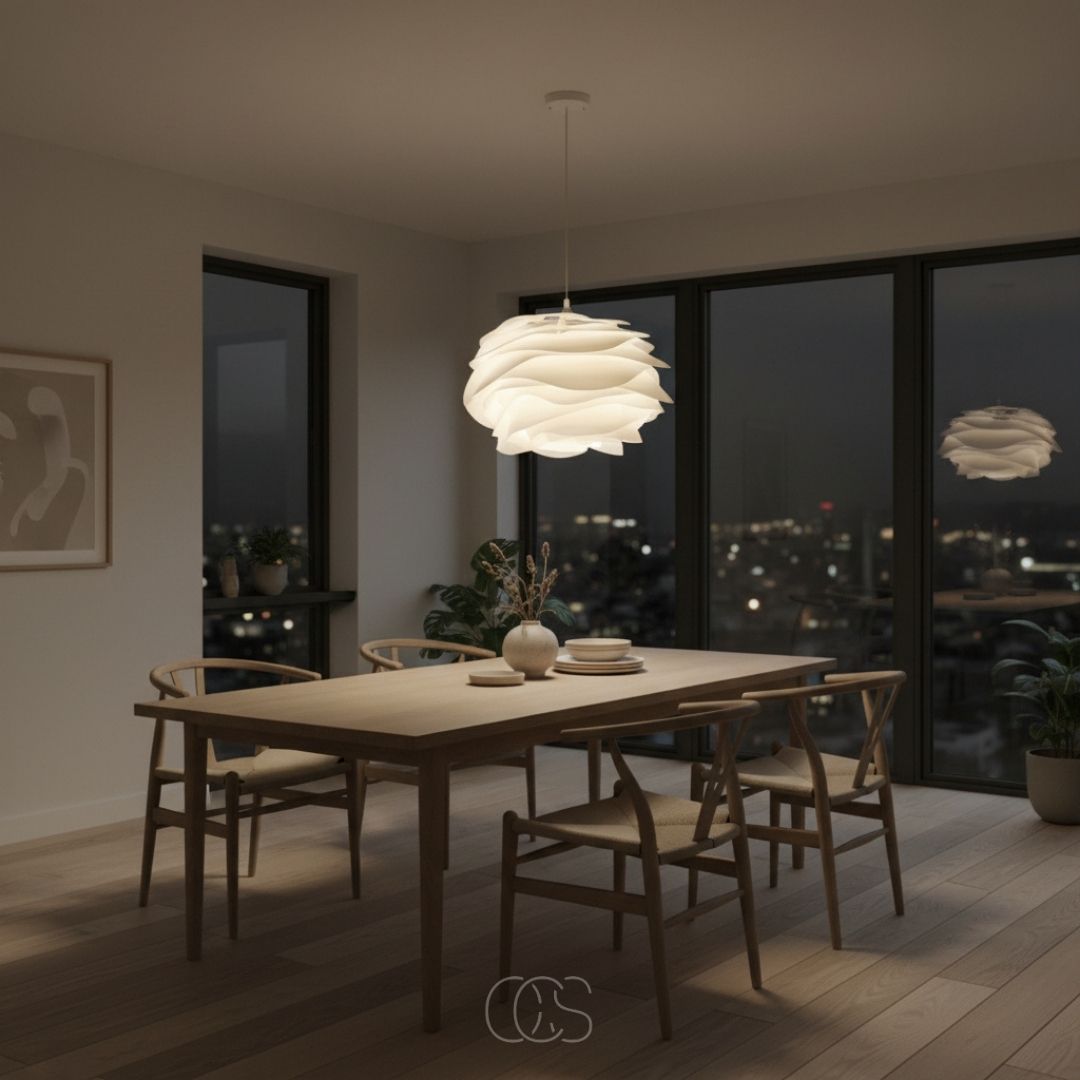 White Flower Pendant Light Fixture with Diffused Glow for Living Room & Bedroom | Thomler