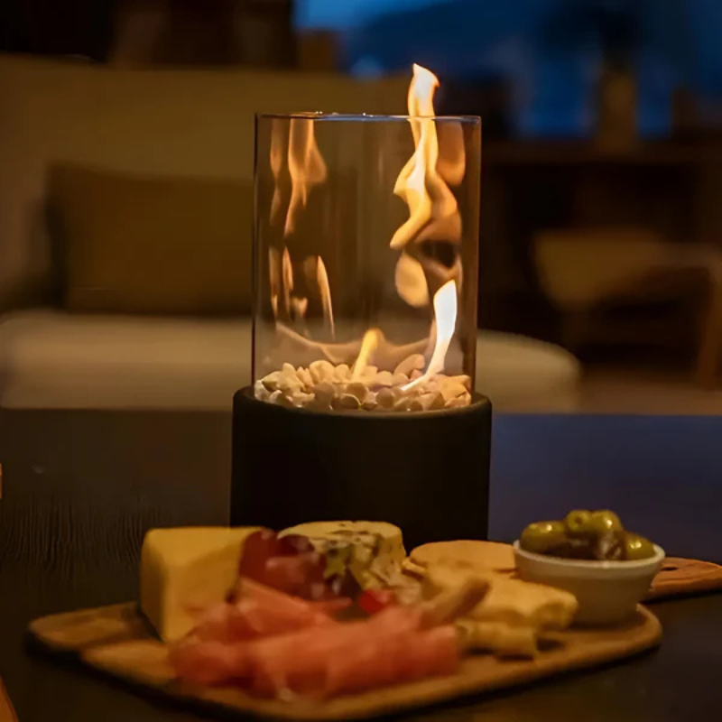 Tabletop Oil Lamp with Glass Chimney – Real Flame Ambient Lighting for Dinner Parties, Patios & Home Decor | Thomler