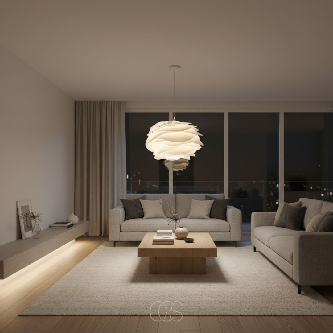 White Flower Pendant Light Fixture with Diffused Glow for Living Room & Bedroom | Thomler