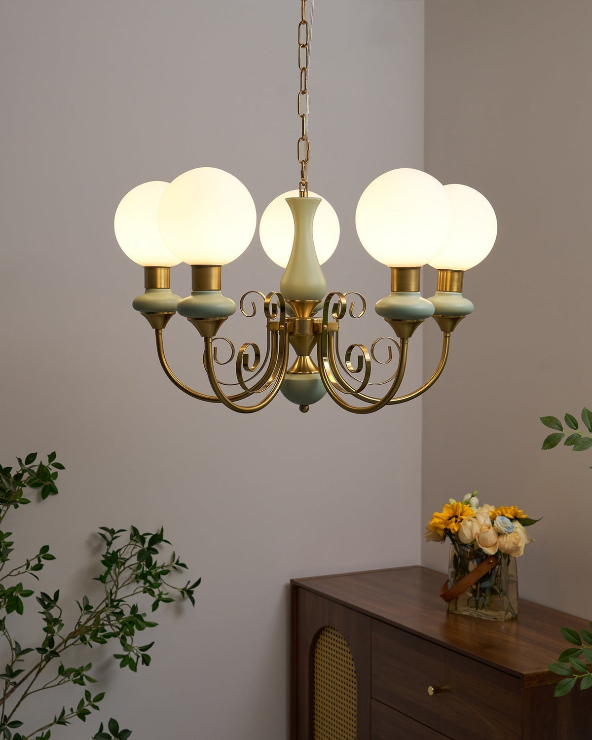 Multi-Globe Pendant Chandelier for Dining Room – Iron Frame with Frosted Glass Shades – Modern Farmhouse Ceiling Light – Adjustable Chain | Thomler