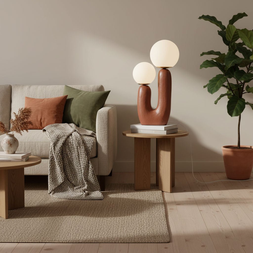 Resin Table Lamp 16.5 in Indoor Use LED G9 Modern Desk Nightstand Accent Light Green Pink White Terra Cotta | Thomler