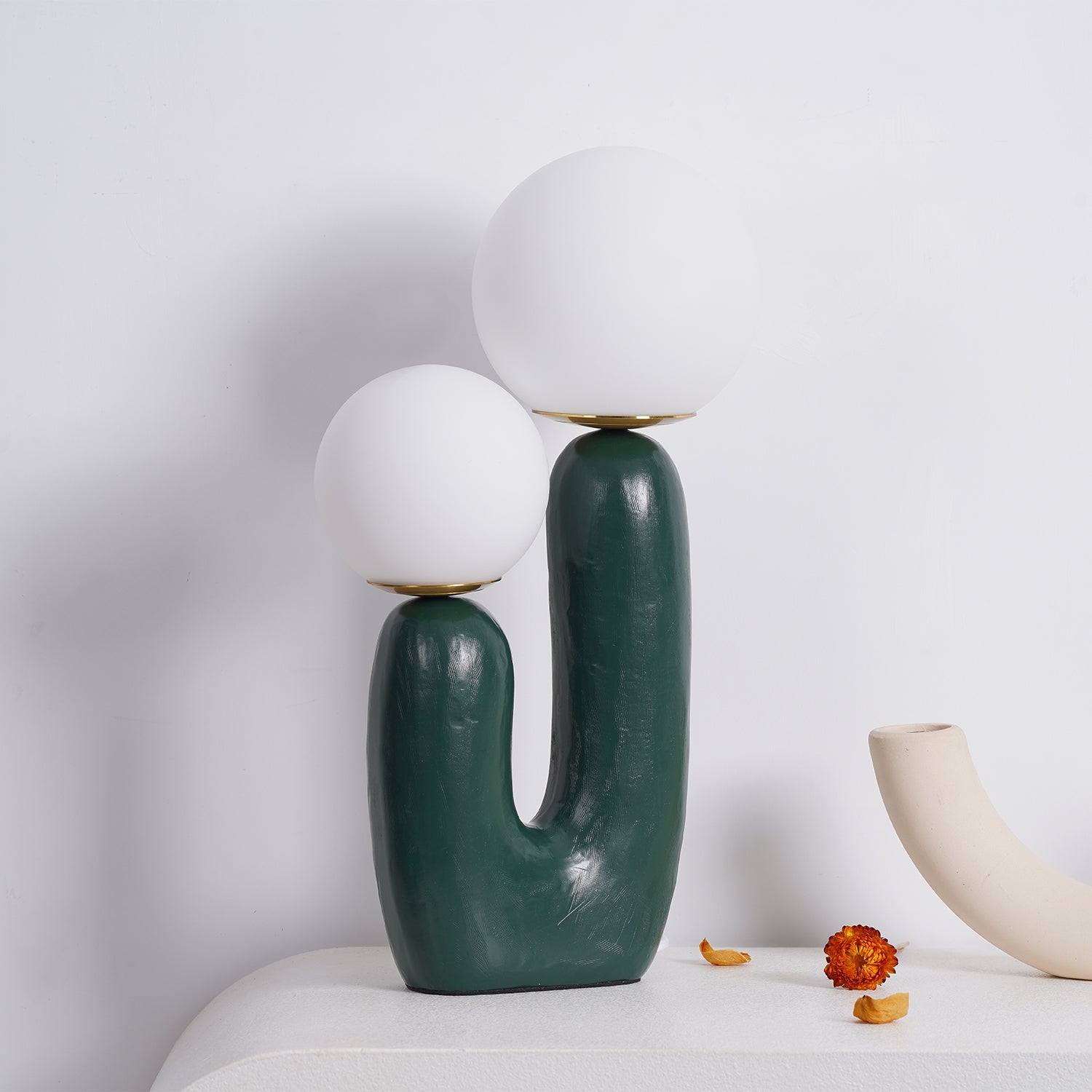 Resin Table Lamp 16.5 in Indoor Use LED G9 Modern Desk Nightstand Accent Light Green Pink White Terra Cotta | Thomler