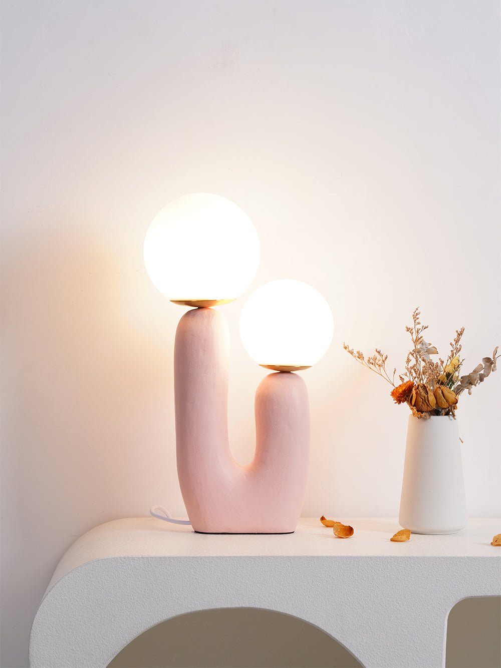 Resin Table Lamp 16.5 in Indoor Use LED G9 Modern Desk Nightstand Accent Light Green Pink White Terra Cotta | Thomler