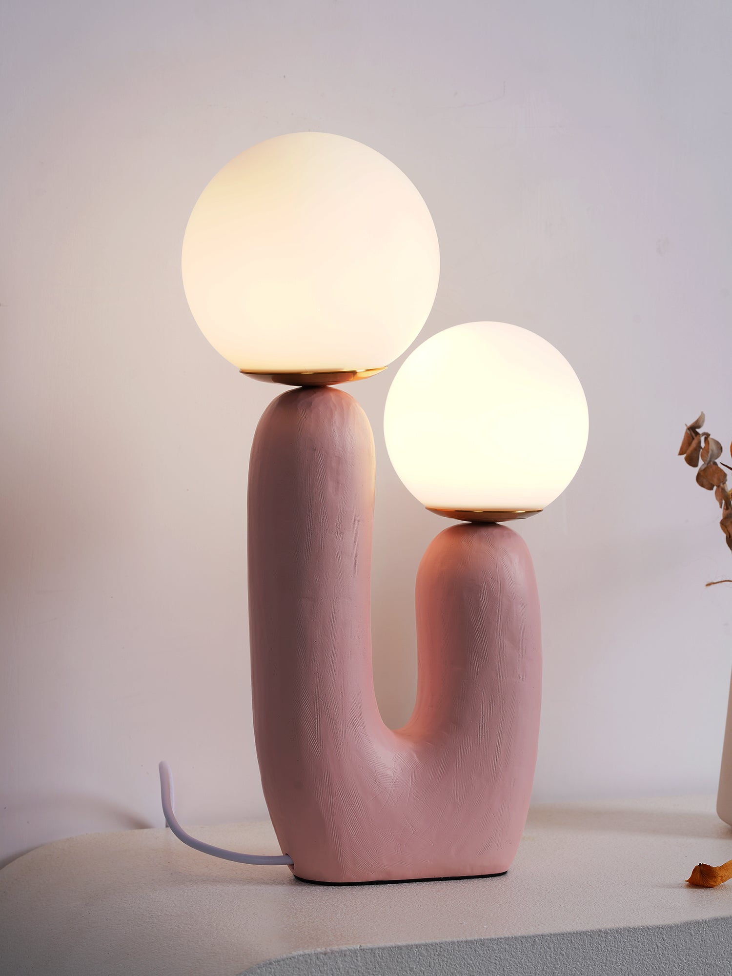 Resin Table Lamp 16.5 in Indoor Use LED G9 Modern Desk Nightstand Accent Light Green Pink White Terra Cotta | Thomler