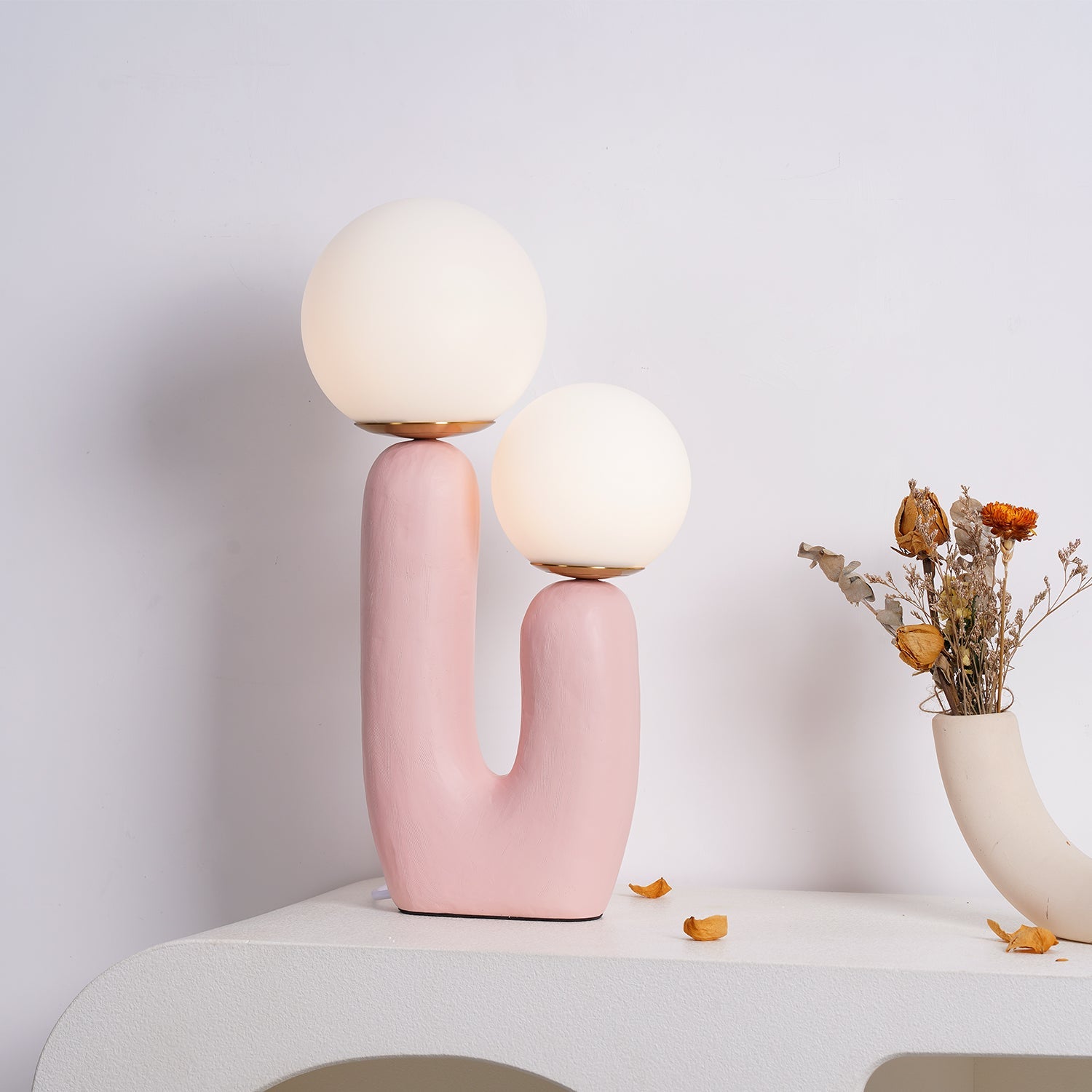Resin Table Lamp 16.5 in Indoor Use LED G9 Modern Desk Nightstand Accent Light Green Pink White Terra Cotta | Thomler