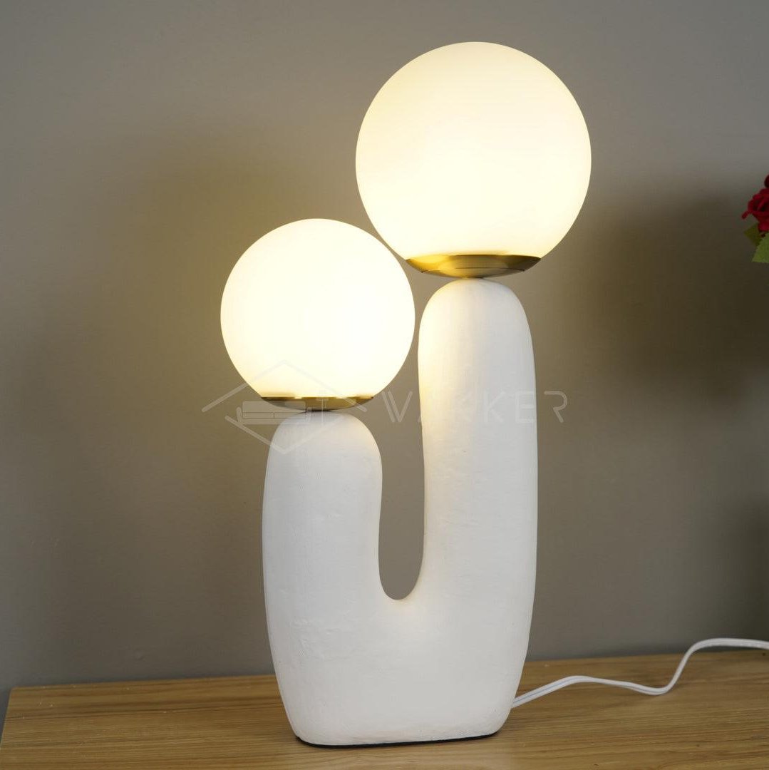 Resin Table Lamp 16.5 in Indoor Use LED G9 Modern Desk Nightstand Accent Light Green Pink White Terra Cotta | Thomler