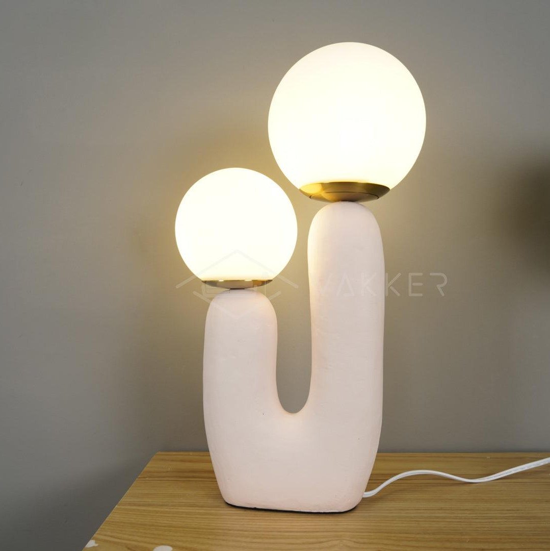 Resin Table Lamp 16.5 in Indoor Use LED G9 Modern Desk Nightstand Accent Light Green Pink White Terra Cotta | Thomler