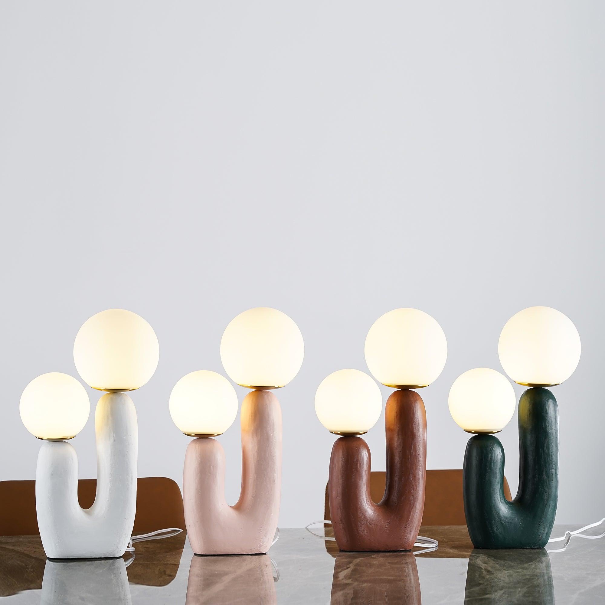 Resin Table Lamp 16.5 in Indoor Use LED G9 Modern Desk Nightstand Accent Light Green Pink White Terra Cotta | Thomler