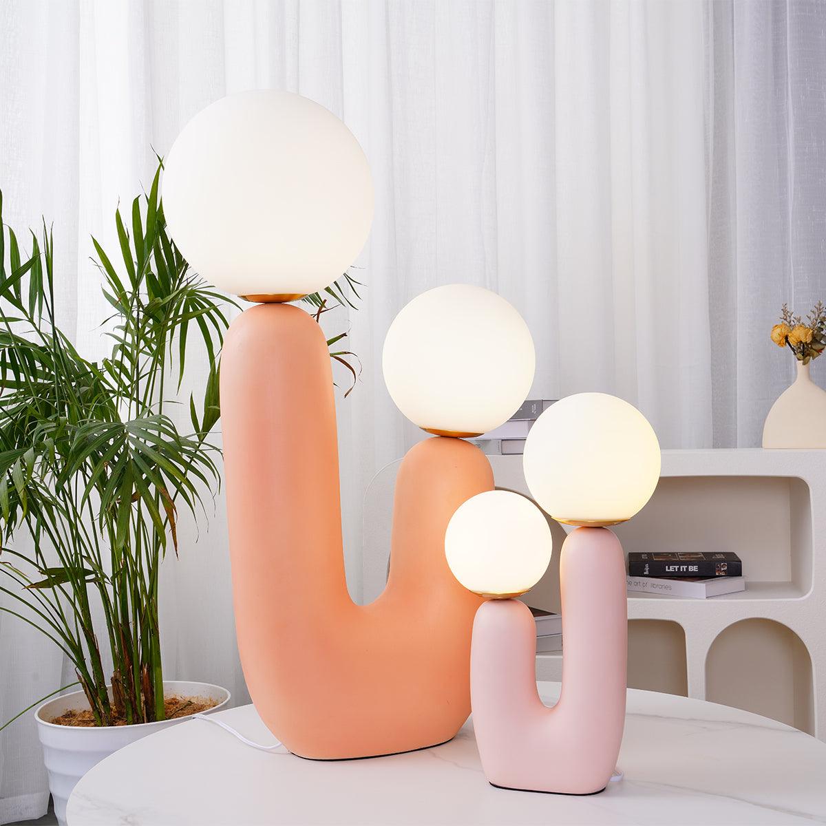 Resin Table Lamp 16.5 in Indoor Use LED G9 Modern Desk Nightstand Accent Light Green Pink White Terra Cotta | Thomler