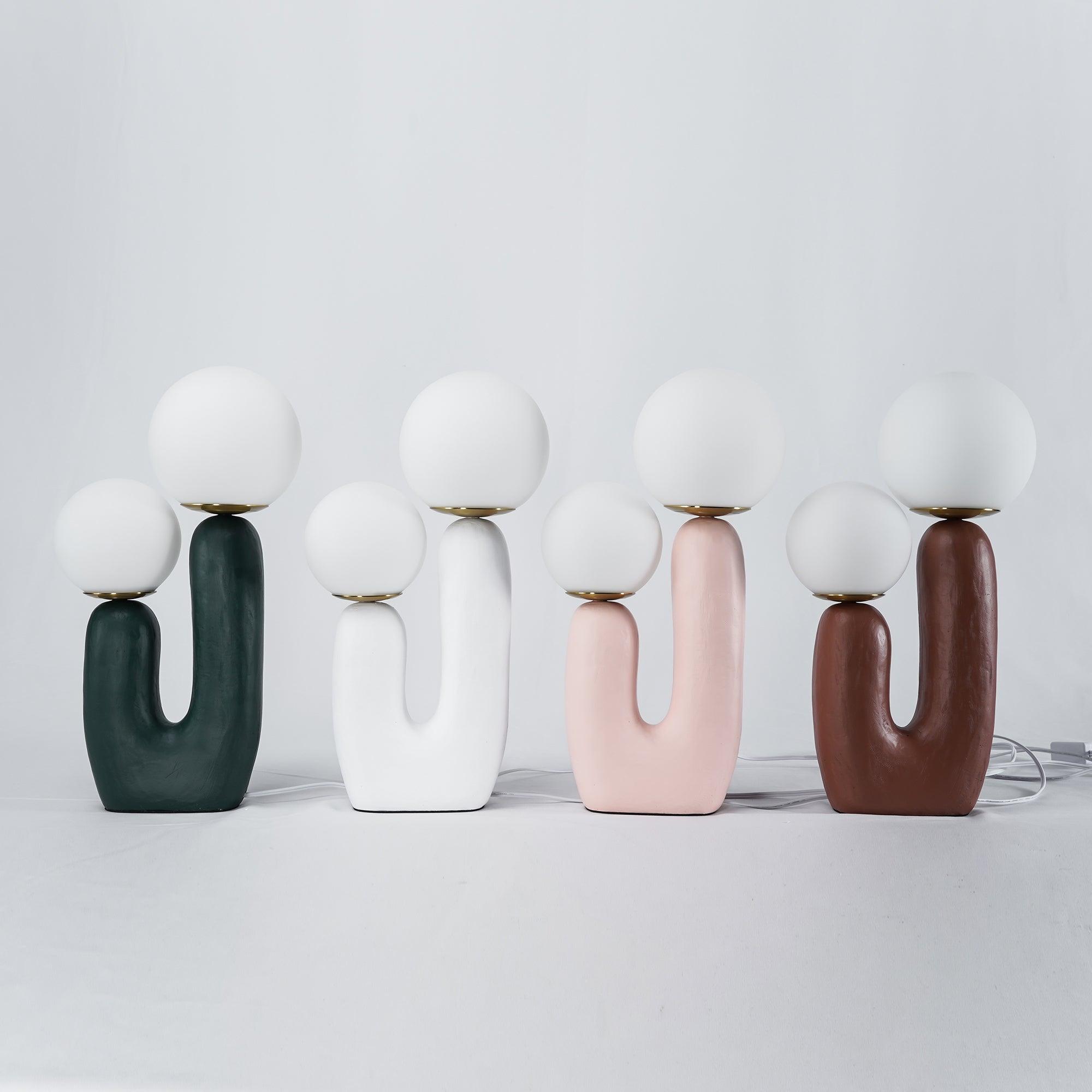Resin Table Lamp 16.5 in Indoor Use LED G9 Modern Desk Nightstand Accent Light Green Pink White Terra Cotta | Thomler