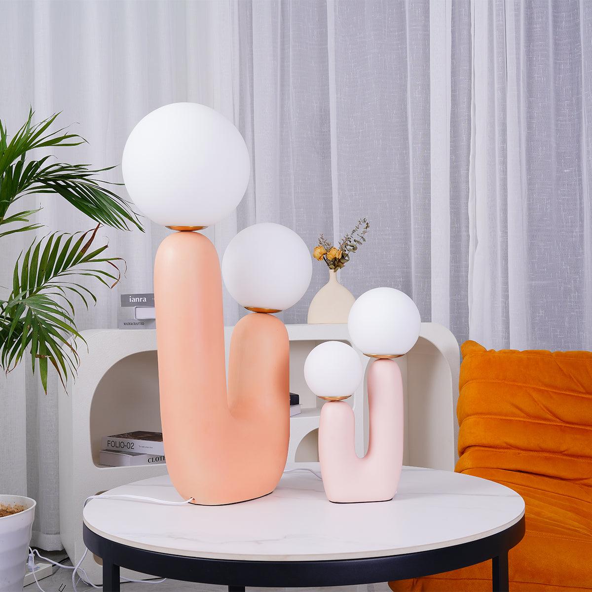 Resin Table Lamp 16.5 in Indoor Use LED G9 Modern Desk Nightstand Accent Light Green Pink White Terra Cotta | Thomler