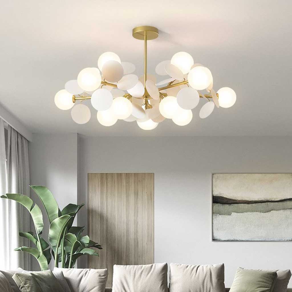 Chandelier Opal Glass Branch 23.6 in LED Living Room Dining Room Decorative Ceiling Light Fixture Modern Artistic Multi Light | Thomler