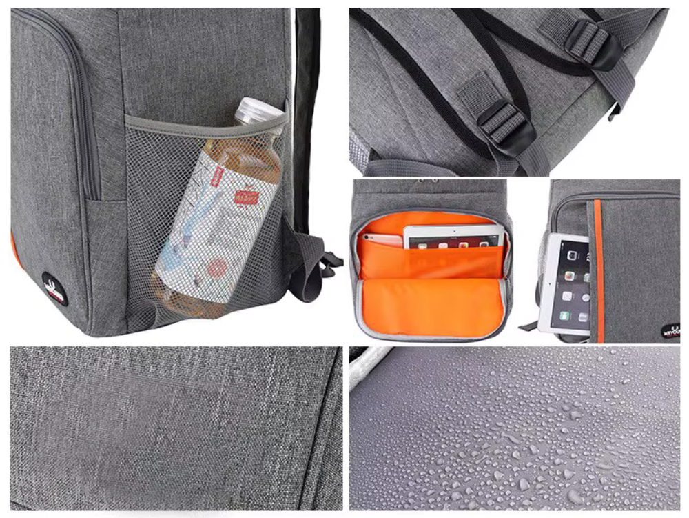 Cooler Backpack 30.0 L Grey Insulated Outdoor Camping Beach Picnic Food And Drink Carrier Waterproof Day Trip Bag | Thomler