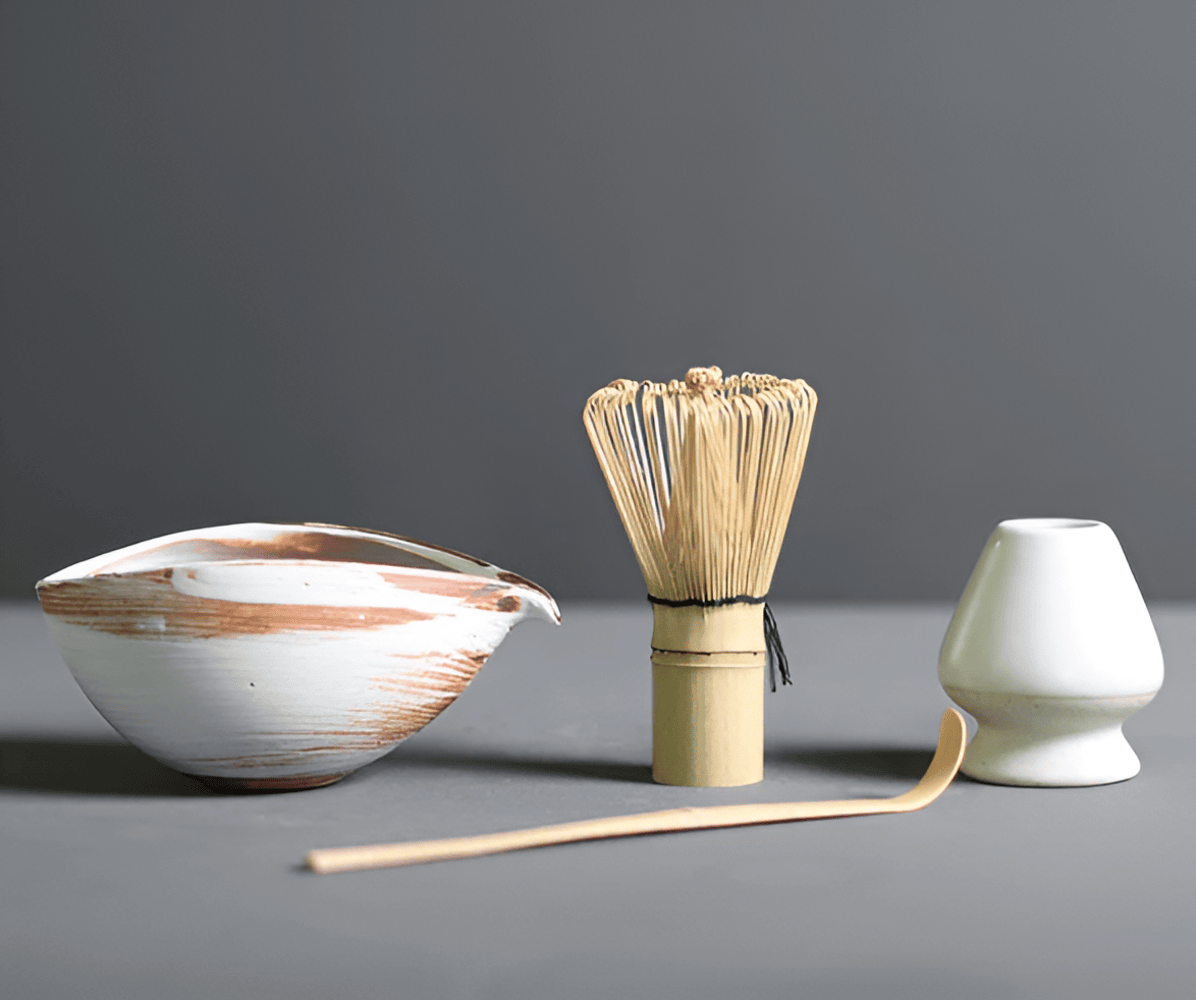 Matcha Set Ceramic Bamboo 14.0 cm Tea Ceremony Kitchen Ritual Gift Japanese Whisk Bowl Spoon Kit | Thomler