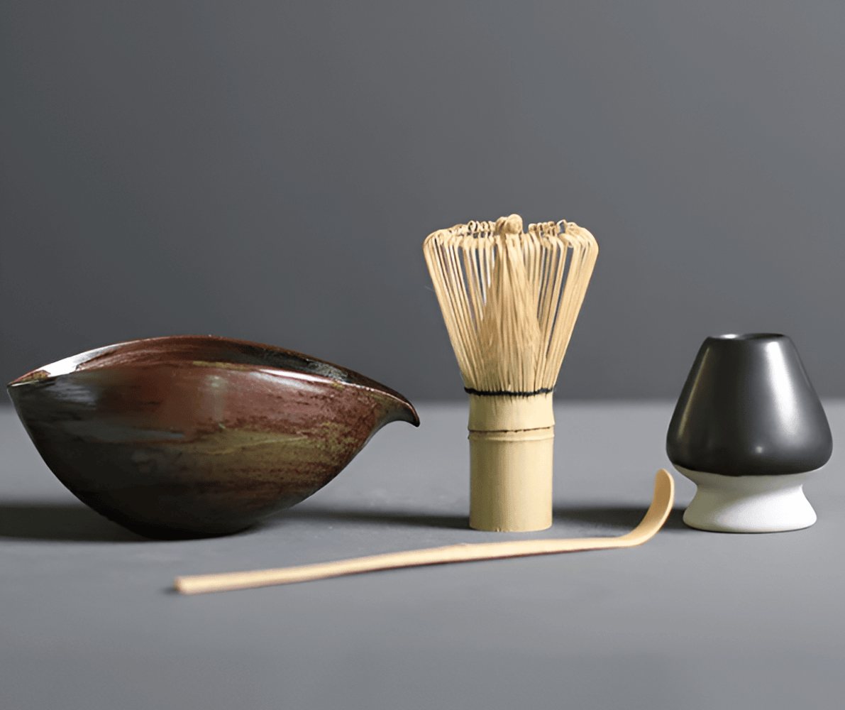 Matcha Set Ceramic Bamboo 14.0 cm Tea Ceremony Kitchen Ritual Gift Japanese Whisk Bowl Spoon Kit | Thomler