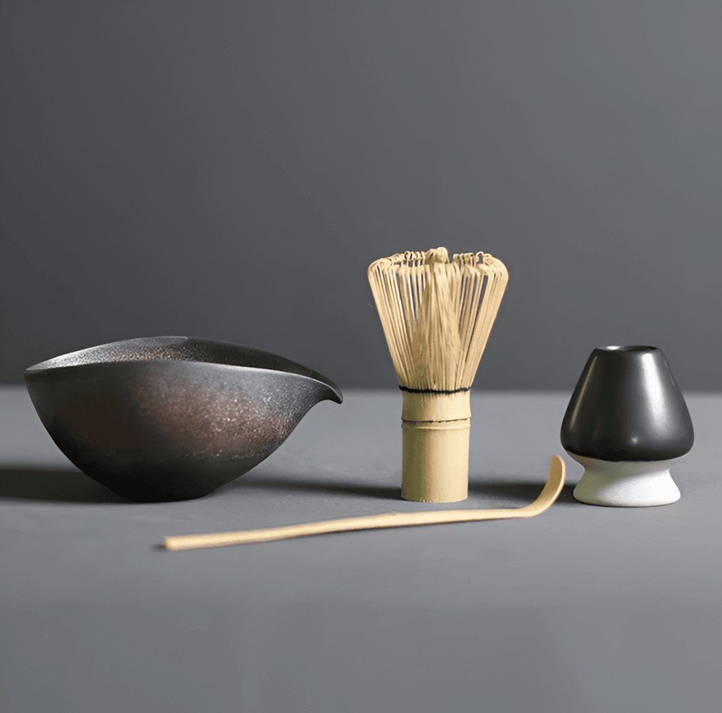 Matcha Set Ceramic Bamboo 14.0 cm Tea Ceremony Kitchen Ritual Gift Japanese Whisk Bowl Spoon Kit | Thomler
