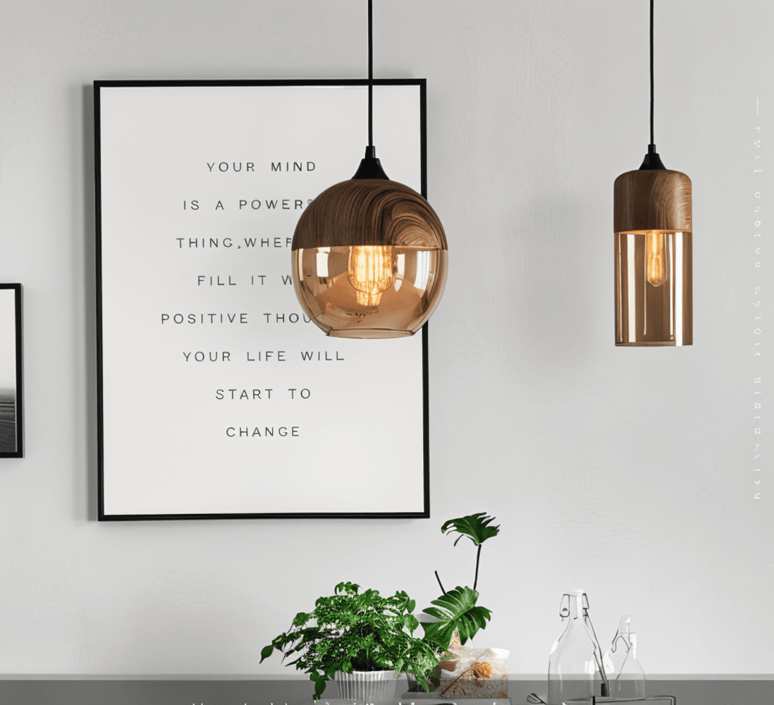Pendant Light Glass 25.4 cm Tinted Shade Dining Room Kitchen Island Scandinavian Retro Hanging Ceiling Lamp Adjustable | Thomler