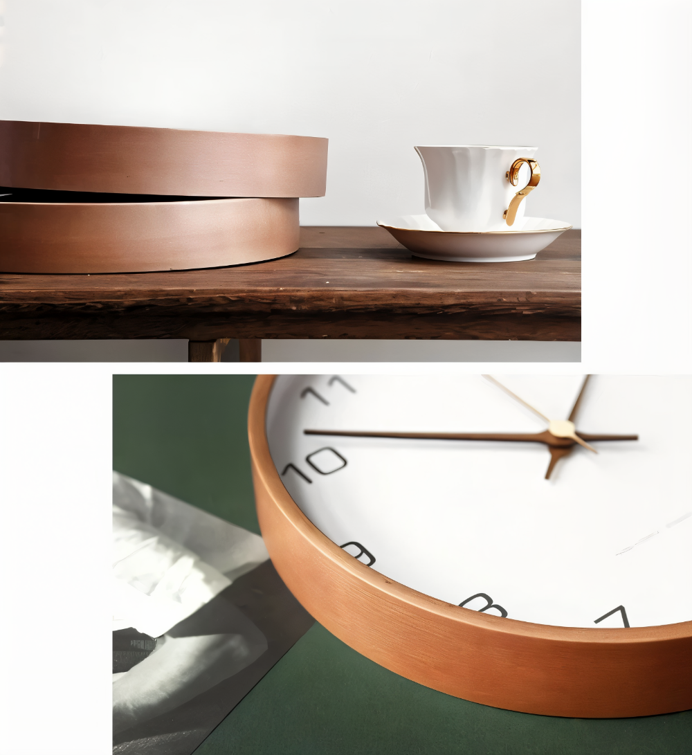 Wall Clock Wooden Silent 25.0 cm Grey White Living Room Bedroom Kitchen Decor Minimalist Nordic Design | Thomler