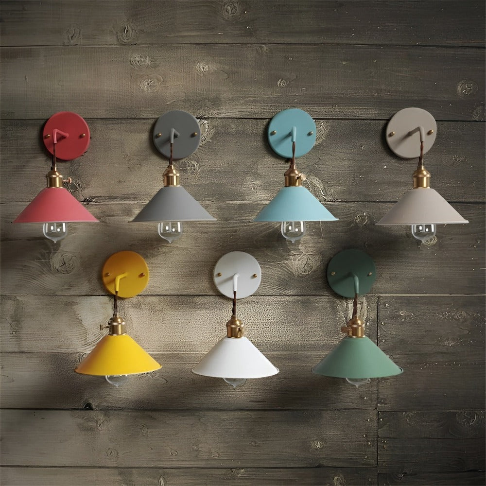 Wall Lamp Metal Cone 22.0 cm Grey Hallway Living Room Vintage Industrial Reading Light Accent Lighting | Thomler