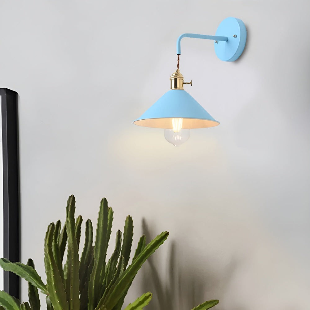 Wall Lamp Metal Cone 22.0 cm Grey Hallway Living Room Vintage Industrial Reading Light Accent Lighting | Thomler