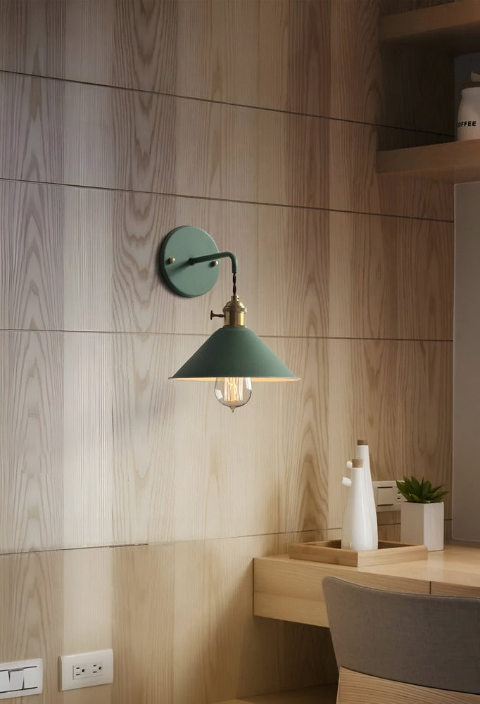 Wall Lamp Metal Cone 22.0 cm Grey Hallway Living Room Vintage Industrial Reading Light Accent Lighting | Thomler