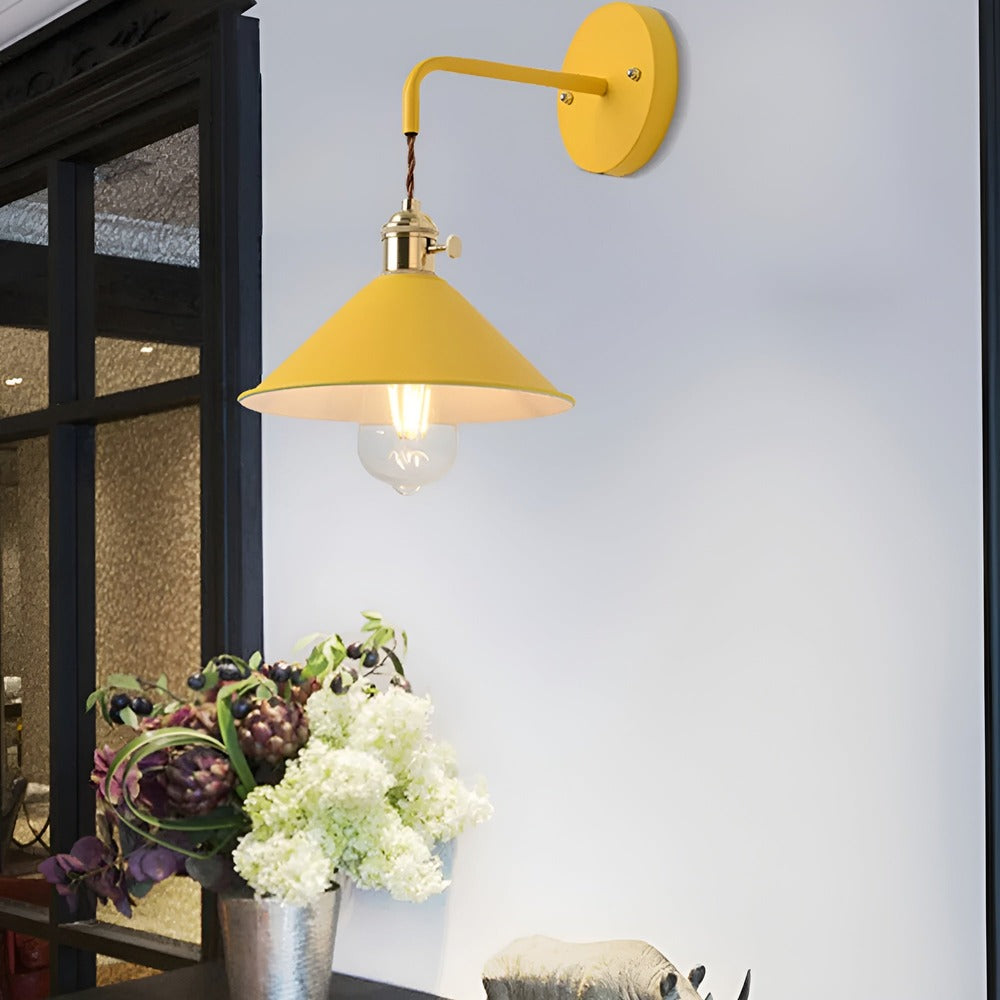 Wall Lamp Metal Cone 22.0 cm Grey Hallway Living Room Vintage Industrial Reading Light Accent Lighting | Thomler