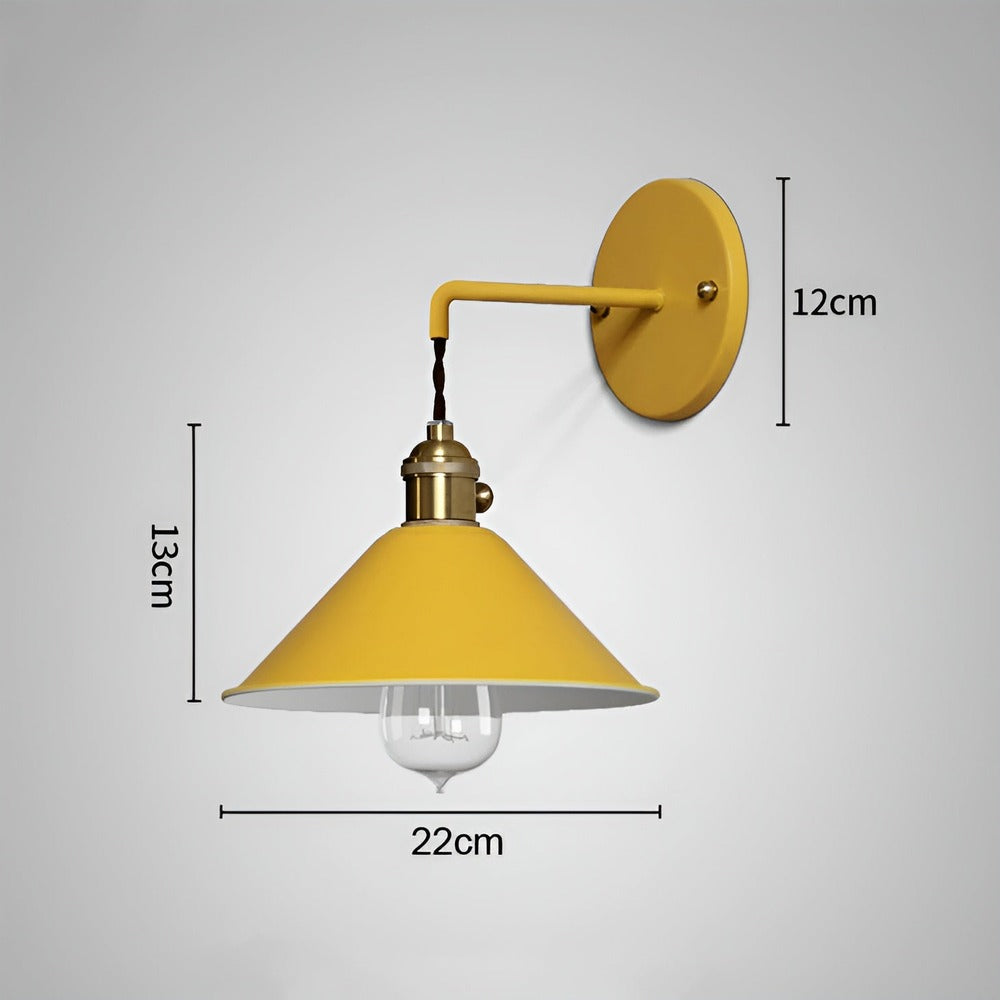 Wall Lamp Metal Cone 22.0 cm Grey Hallway Living Room Vintage Industrial Reading Light Accent Lighting | Thomler
