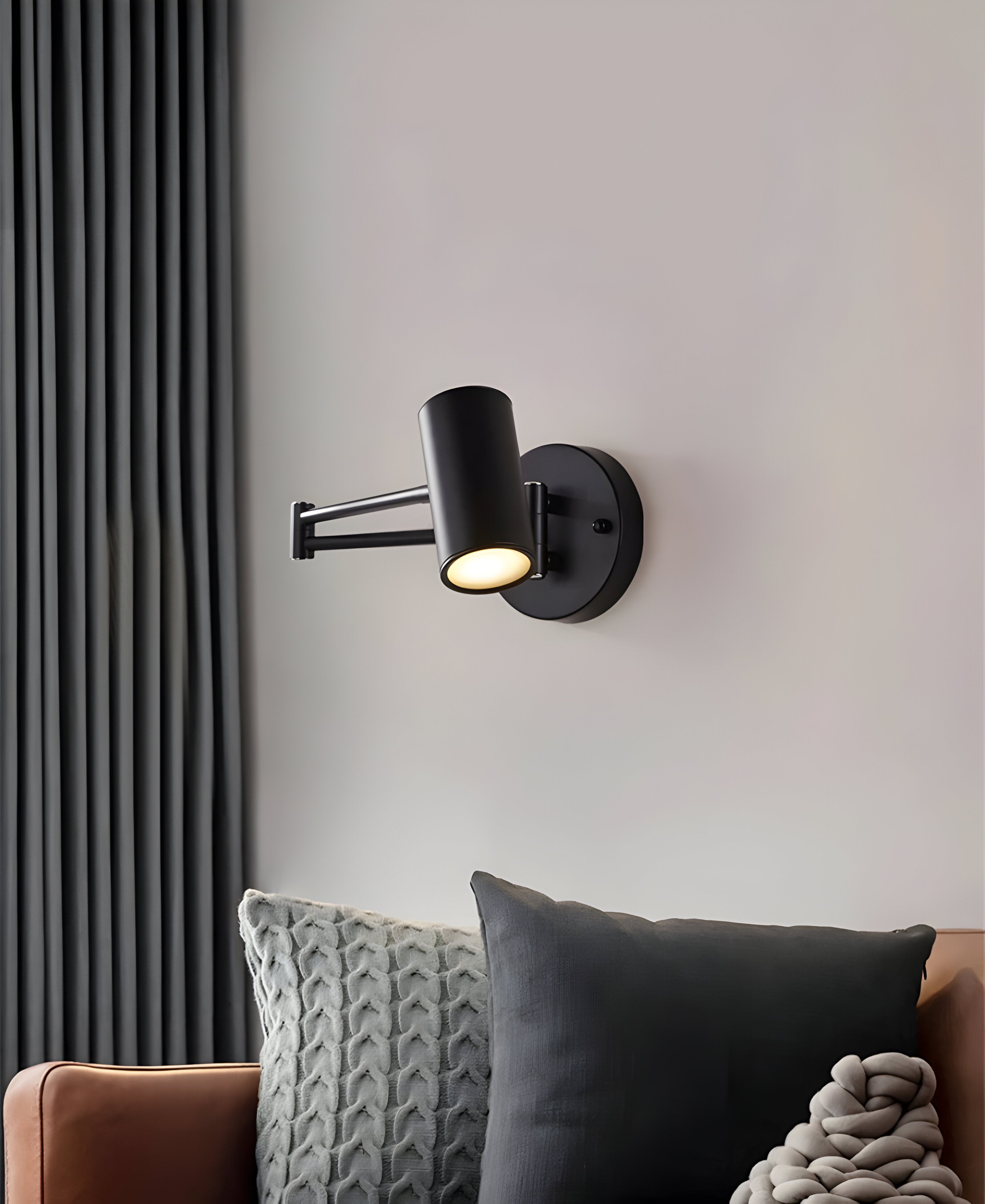 Wall Lamp Metal Adjustable Arm 26.0 cm Black Bedroom Reading Light Modern Bedside Sconce Directional Indoor Lighting | Thomler